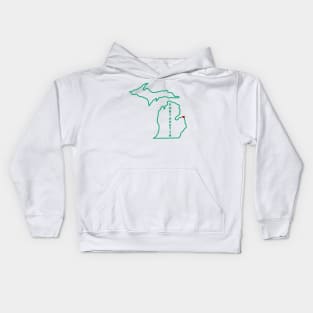 Port Austin MI Love (green) Kids Hoodie